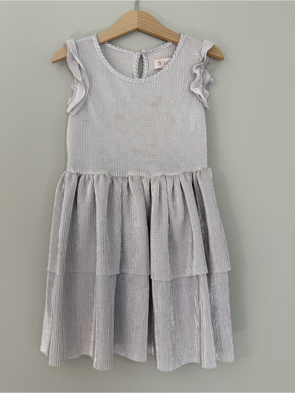 Biscotti Toddler Girls Dress Silver Shimmer Tiered Dress Size 4